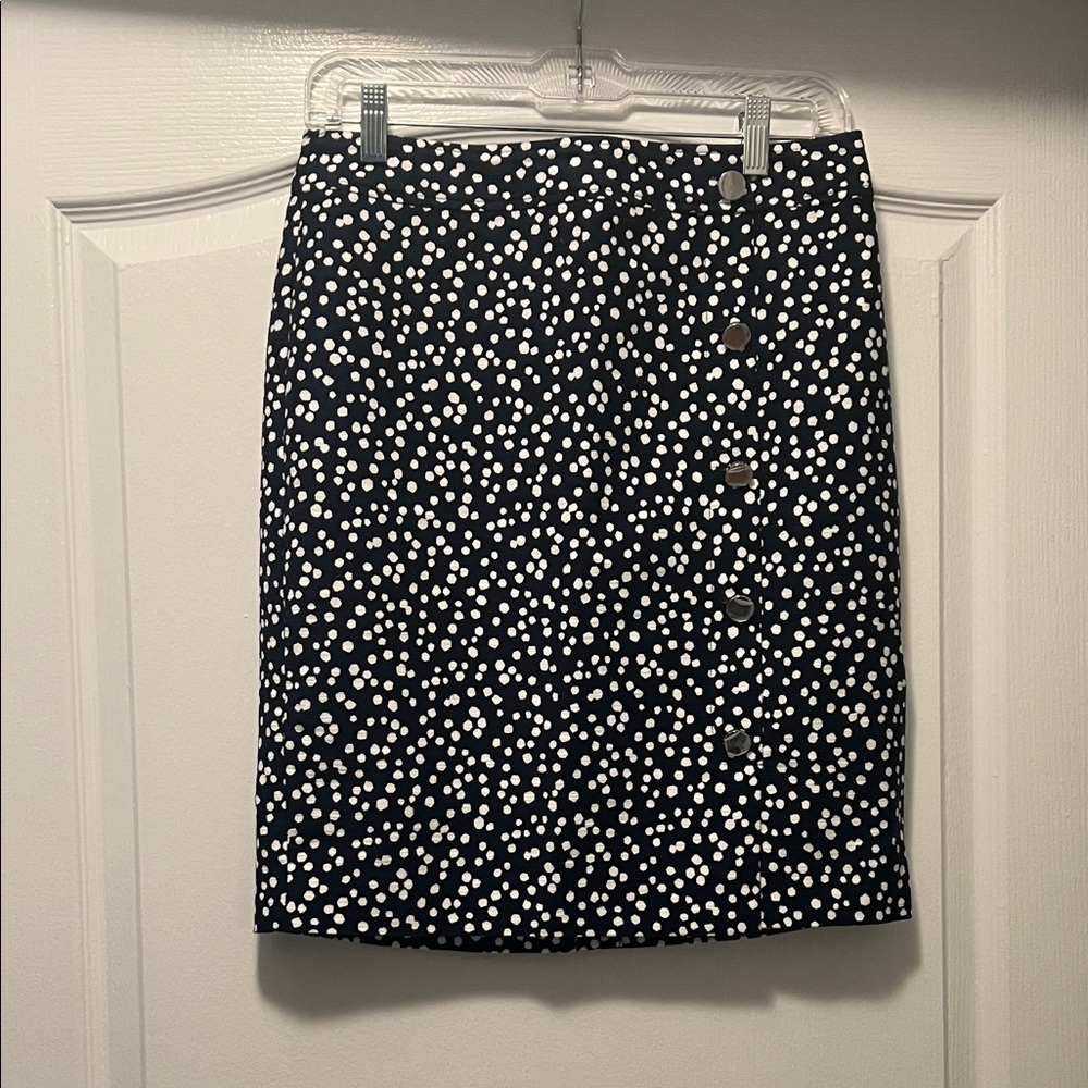 Talbots Navy and White Dot Mini Skirt